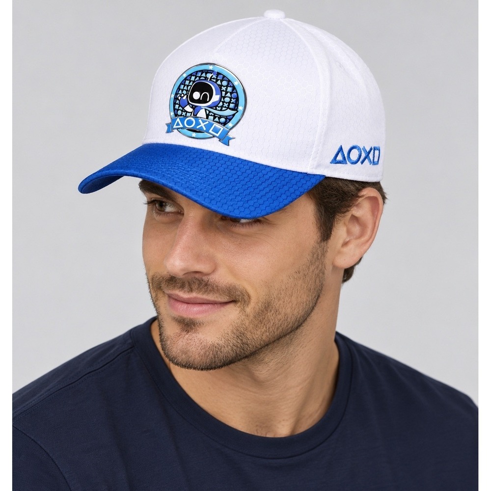 PlayStation Astro Bot Antenna Cap Unisex OS White Blue Honeycomb Snapback